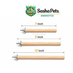 Natural wooden bird perch round shape with metal clip for cage 7 9 12 inch sizes