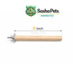Natural Wooden Bird Perch with Metal Clip – Durable Round Cage Perch (7/9/12 Inch) - Image 2