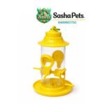 Outdoor hanging bird feeder with perch and small feeding holes to reduce food wastage