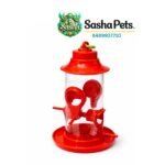 Outdoor hanging bird feeder with perch and small feeding holes to reduce food wastage